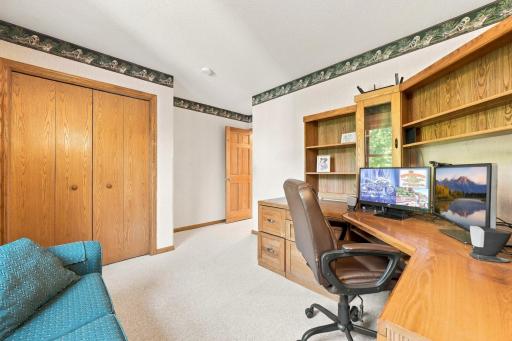 The main floor bedroom is currently being used as an office.