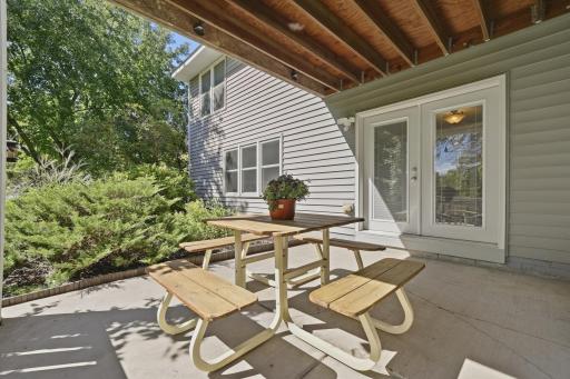 The patio is private and sheltered.