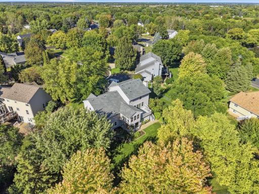 Aerial view of the back of the house.