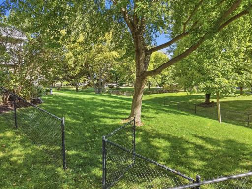 The backyard is fenced in and private.