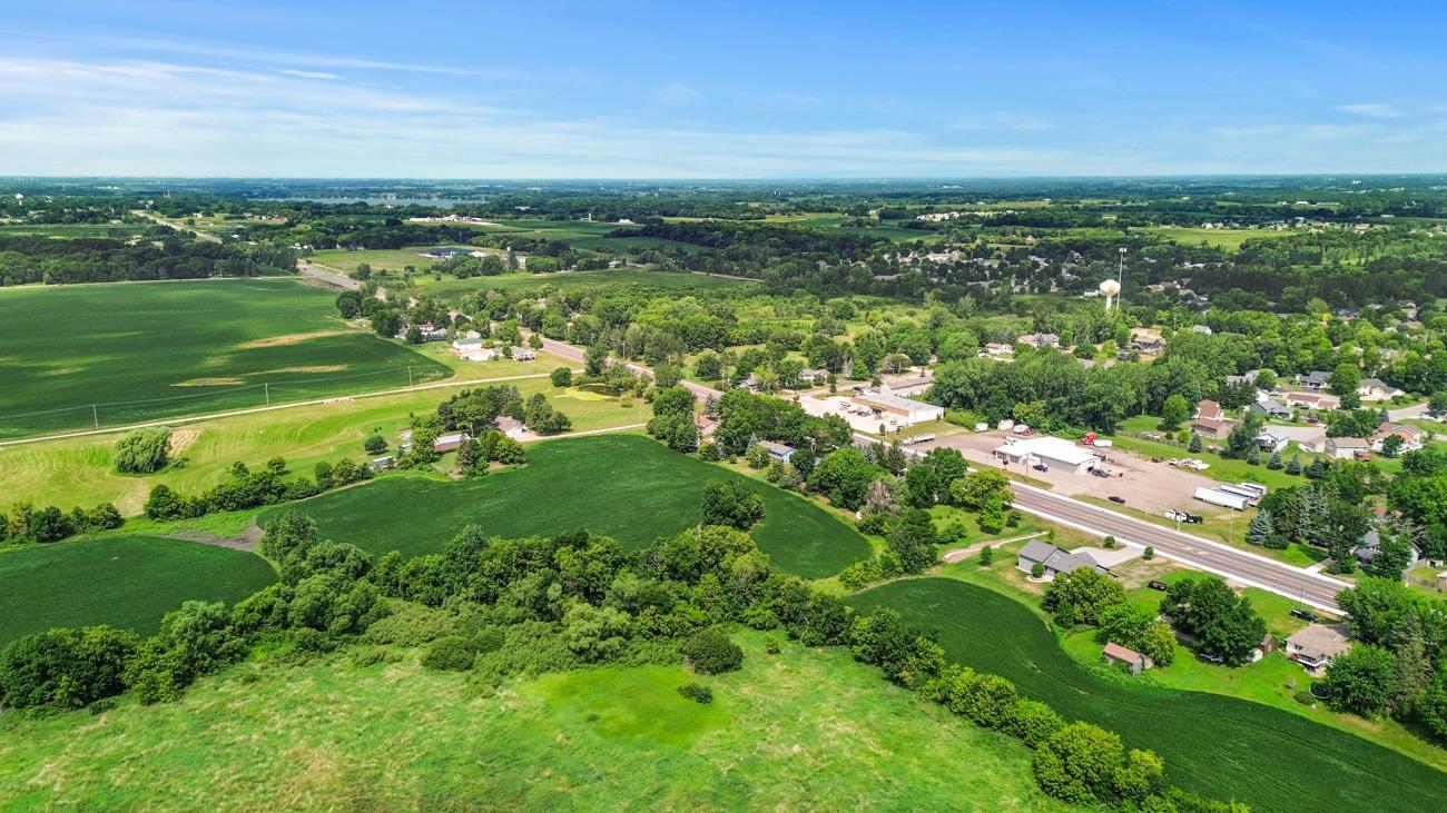 Downtown is to the right of this aerial view