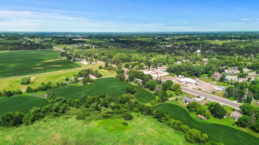 Downtown is to the right of this aerial view