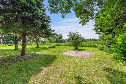 Back yard borders the dreamy vista views of farm fields