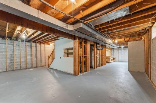 Unfinished basement has a clean slate offering incredible potential to customize thespace to fit your needs.
