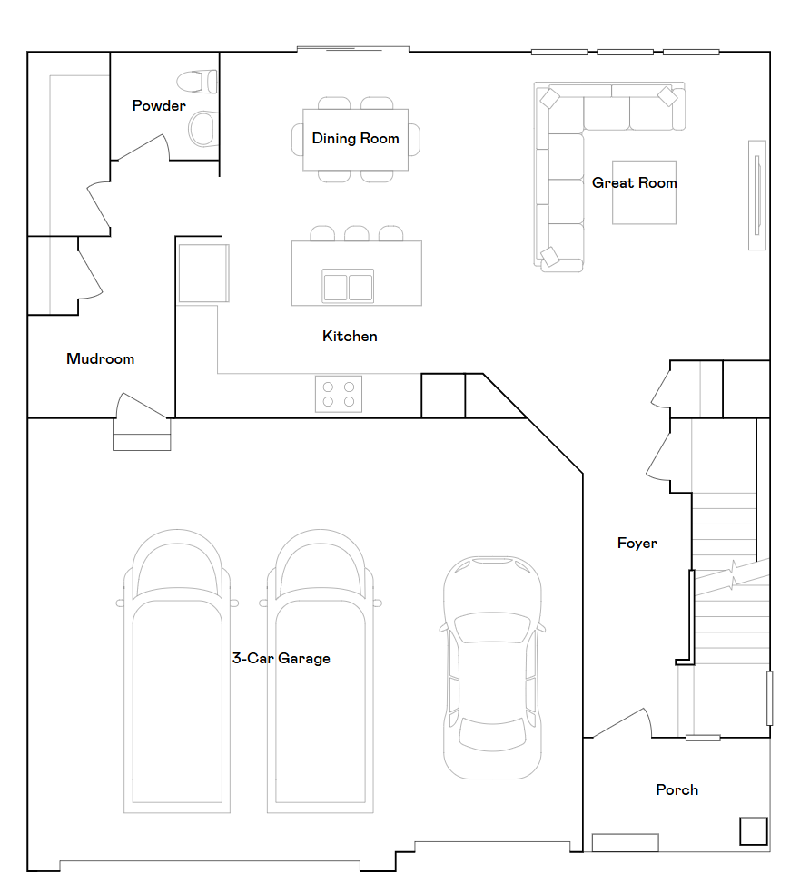Markham main level floorplan.