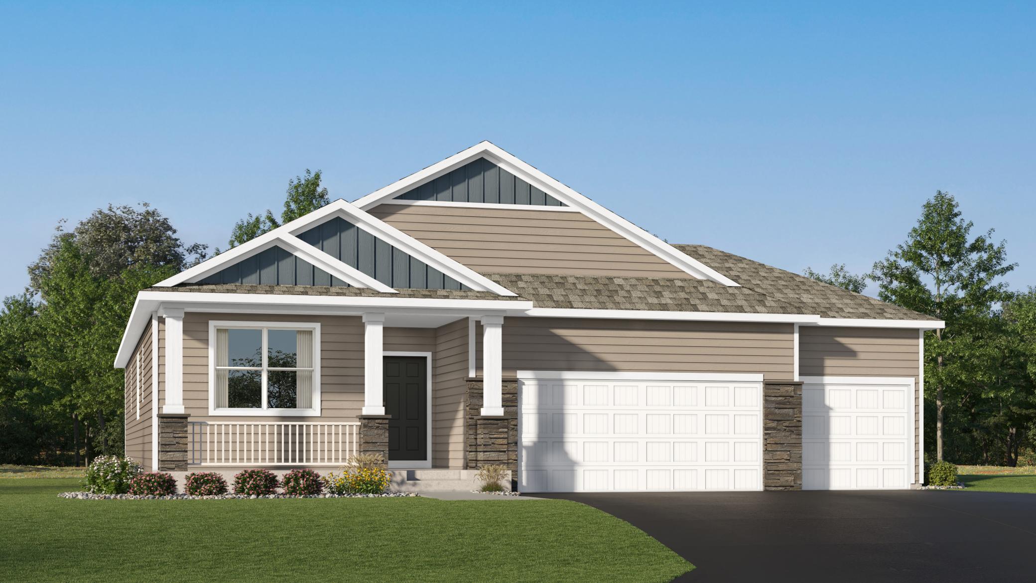 (Exterior rendering, actual home's finishes will vary.)