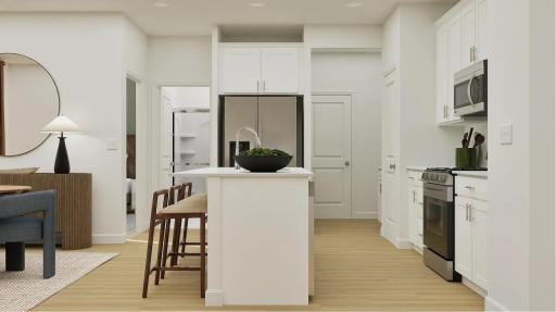 (Rendering, actual home's finishes will vary.) Besides food storage and prep, the kitchen offers added seating at the center island for morning coffees and leisurely weekend meals