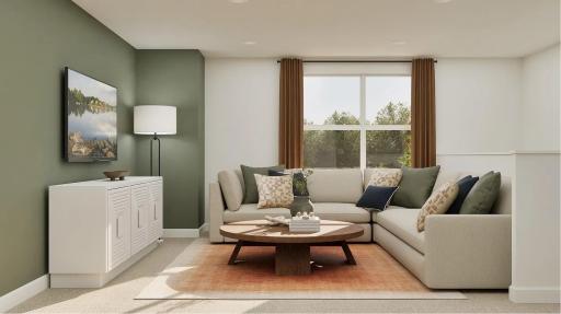 (Rendering, actual home's finishes will vary.) Curl up on the couch on the weekends for movie marathons and game nights