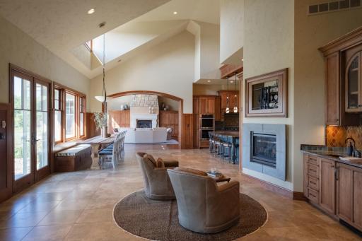 Cozy sitting room complete with fireplace.