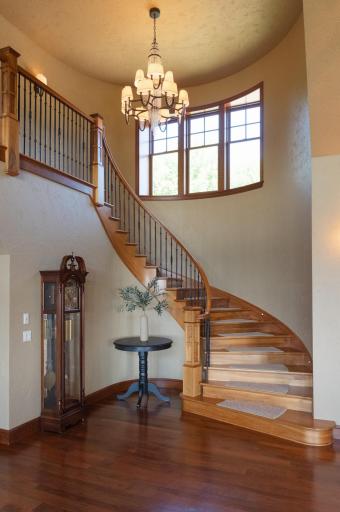Fabulous chandelier to guide you up the impressive staircase.