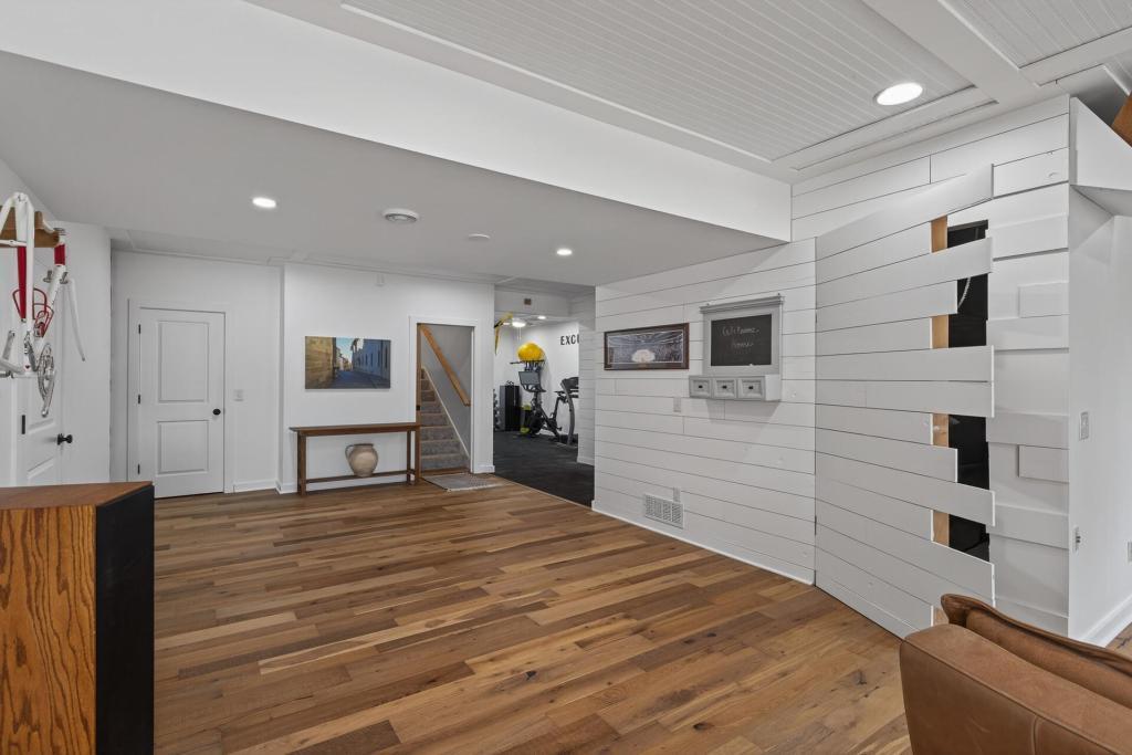 Secret door to storage and shelf for components with a see through door for remote use.