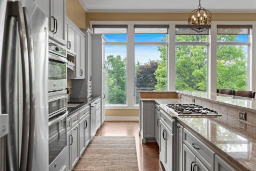 Wow! Check out those 4' by 9' windows with custom blinds that fill the entire main level with a ton of natural light. Beautifully updated kitchen is highlighted by those windows!