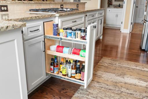 No detailed missed in this custom cabinetry with pull out storage.