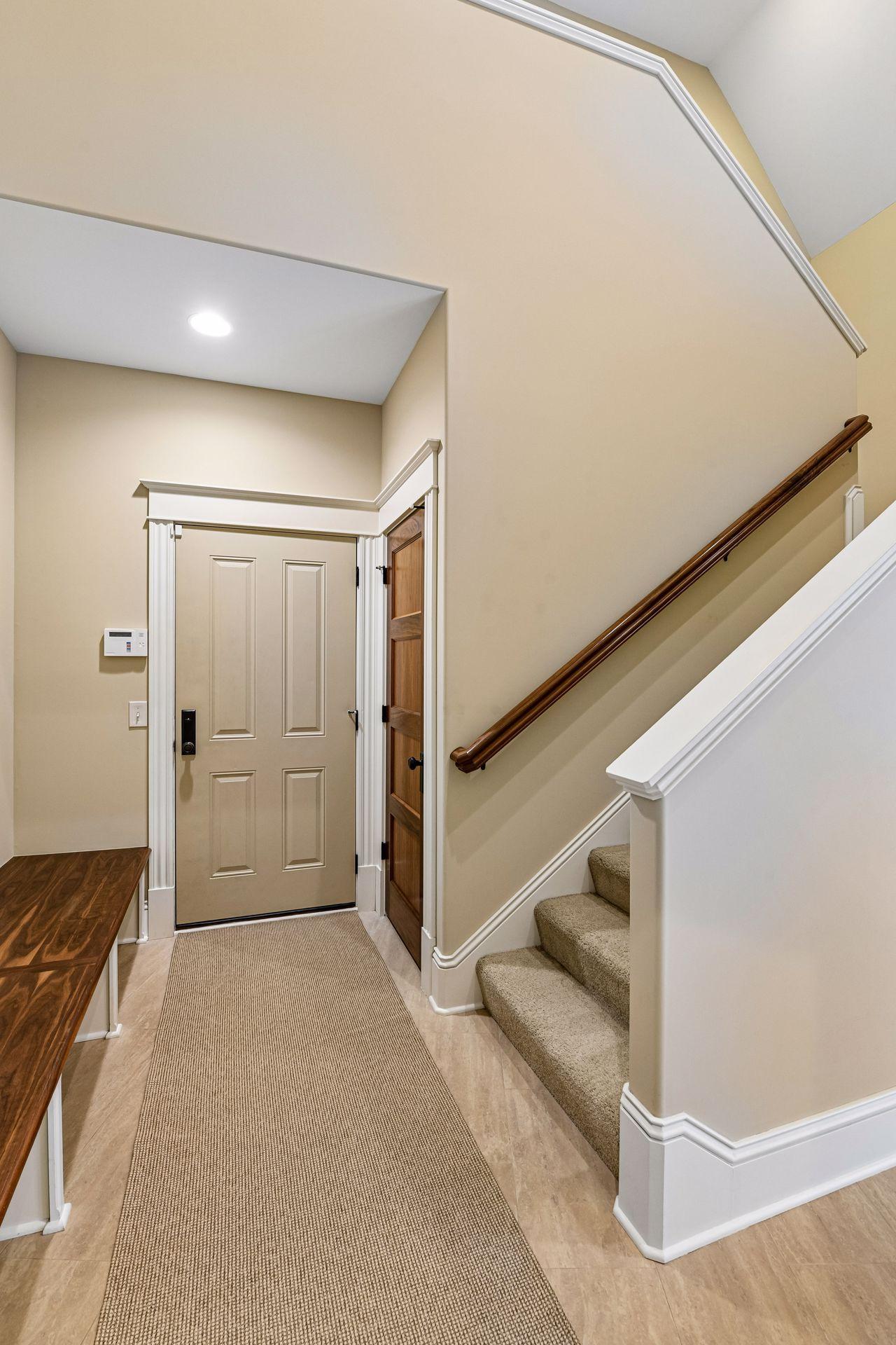 Garage entry and access to the bonus room.