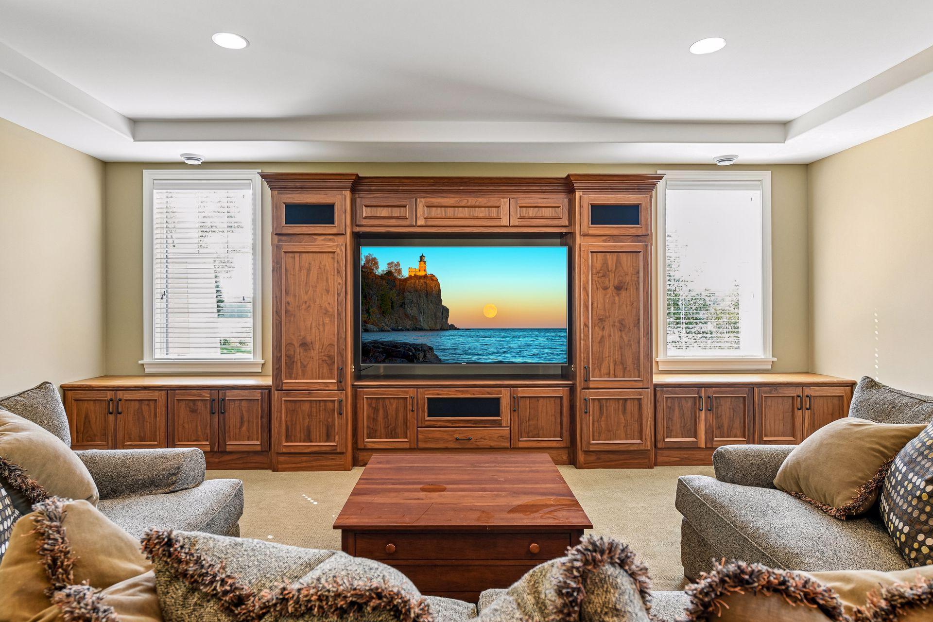 Lower-level family room and entertaining space.