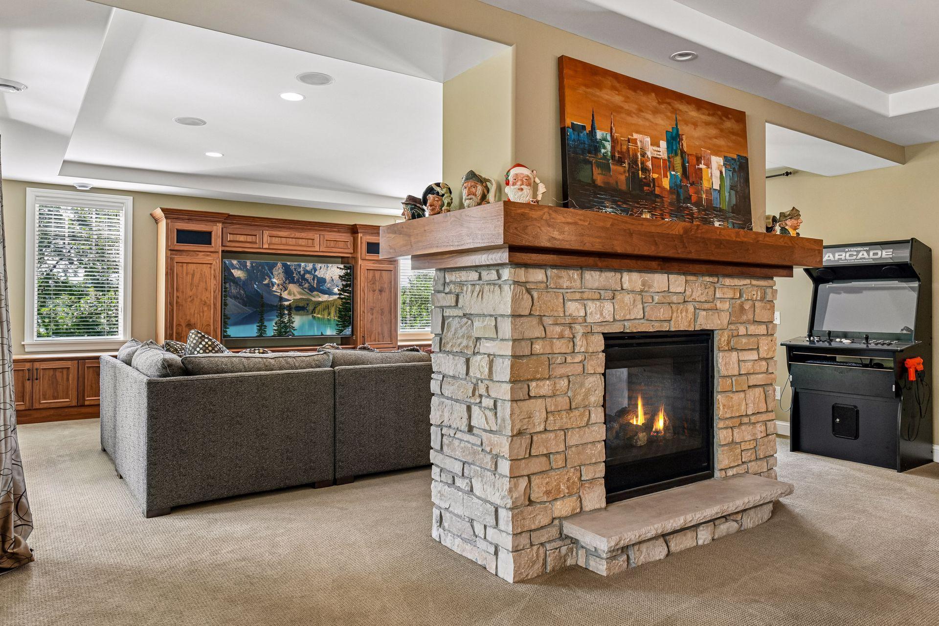Lower-level family room and entertaining space.