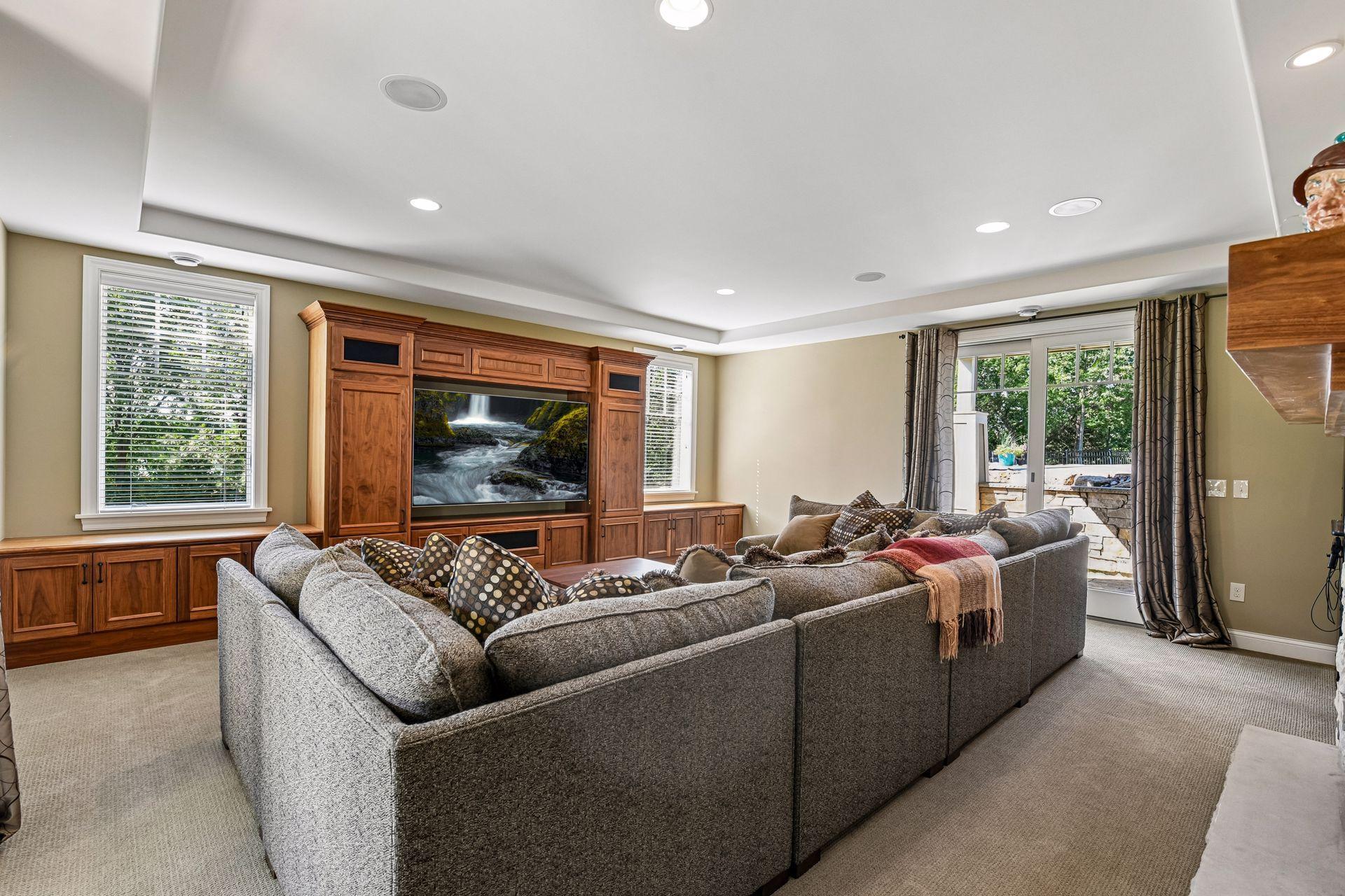 Lower-level family room and entertaining space.