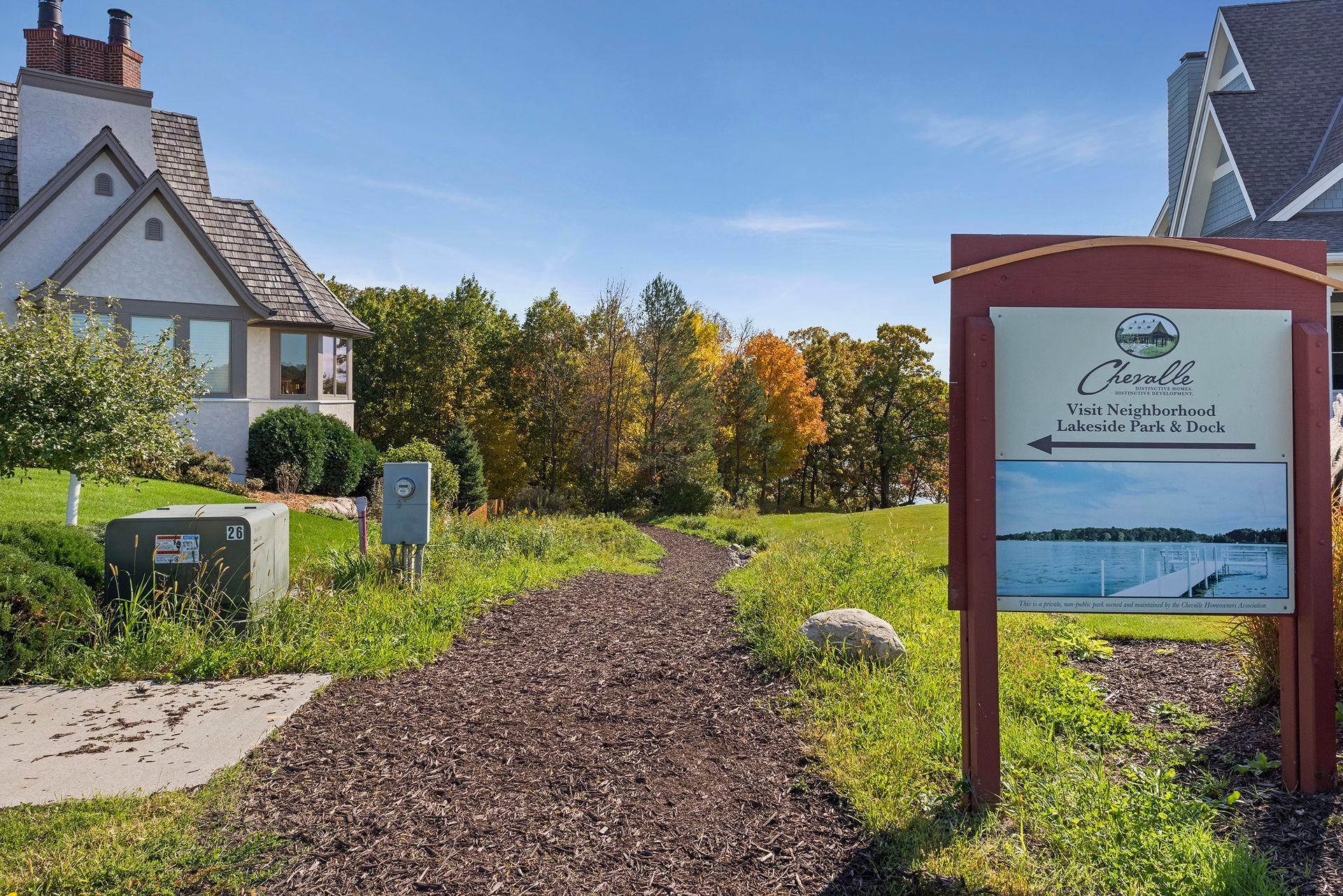Neighborhood tails and association lake and beach access.