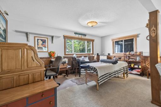 Large family room with look out windows.
