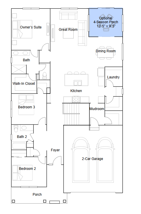 Birmingham main level floorplan.