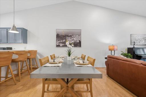 Plenty of space in the dining area for a large table.