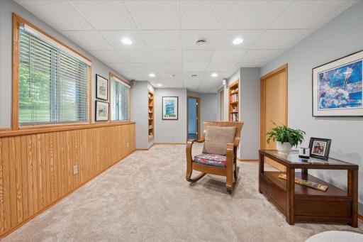 Daylight windows add natural lighting to the lower level.