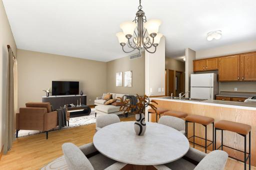 View of dining room looking towards living room and kitchen!