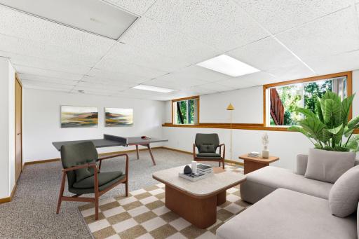 Lower level family room with big lookout windows!
