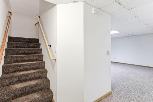 Stairs leading to the lower level family room!