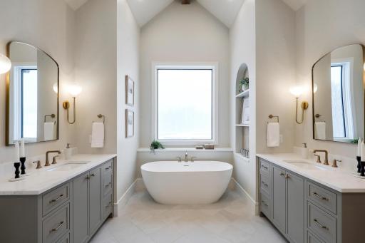 Vaulted ceiling primary bath