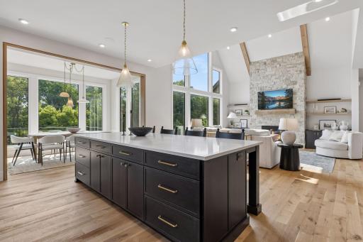 Kitchen opens to living room