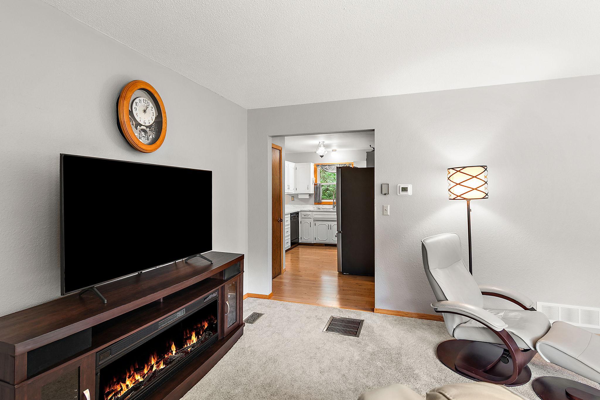 View from living room to kitchen