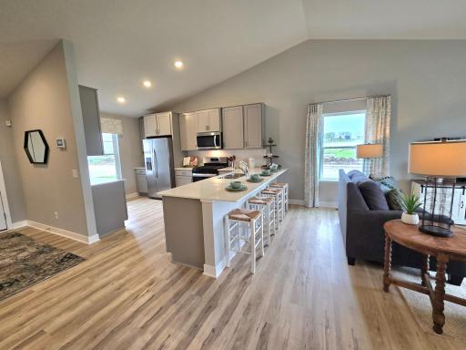 The Bryant II kitchen at Highlands at Eagle View in Elko New Market. Photo is of actual home. Options and colors may vary. Ask Sales Agent for details.
