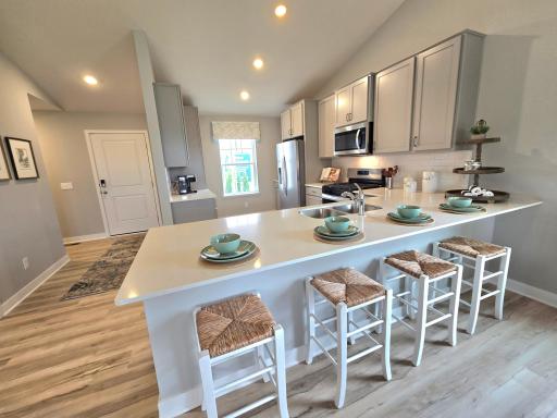 The Bryant II kitchen at Highlands at Eagle View in Elko New Market. Photo is of actual home. Options and colors may vary. Ask Sales Agent for details.