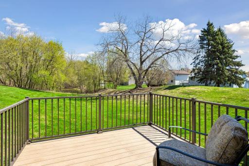 View of common space & pond from deck