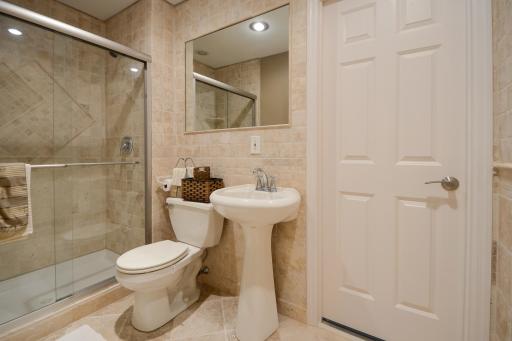 3/4 bathroom located on lower level