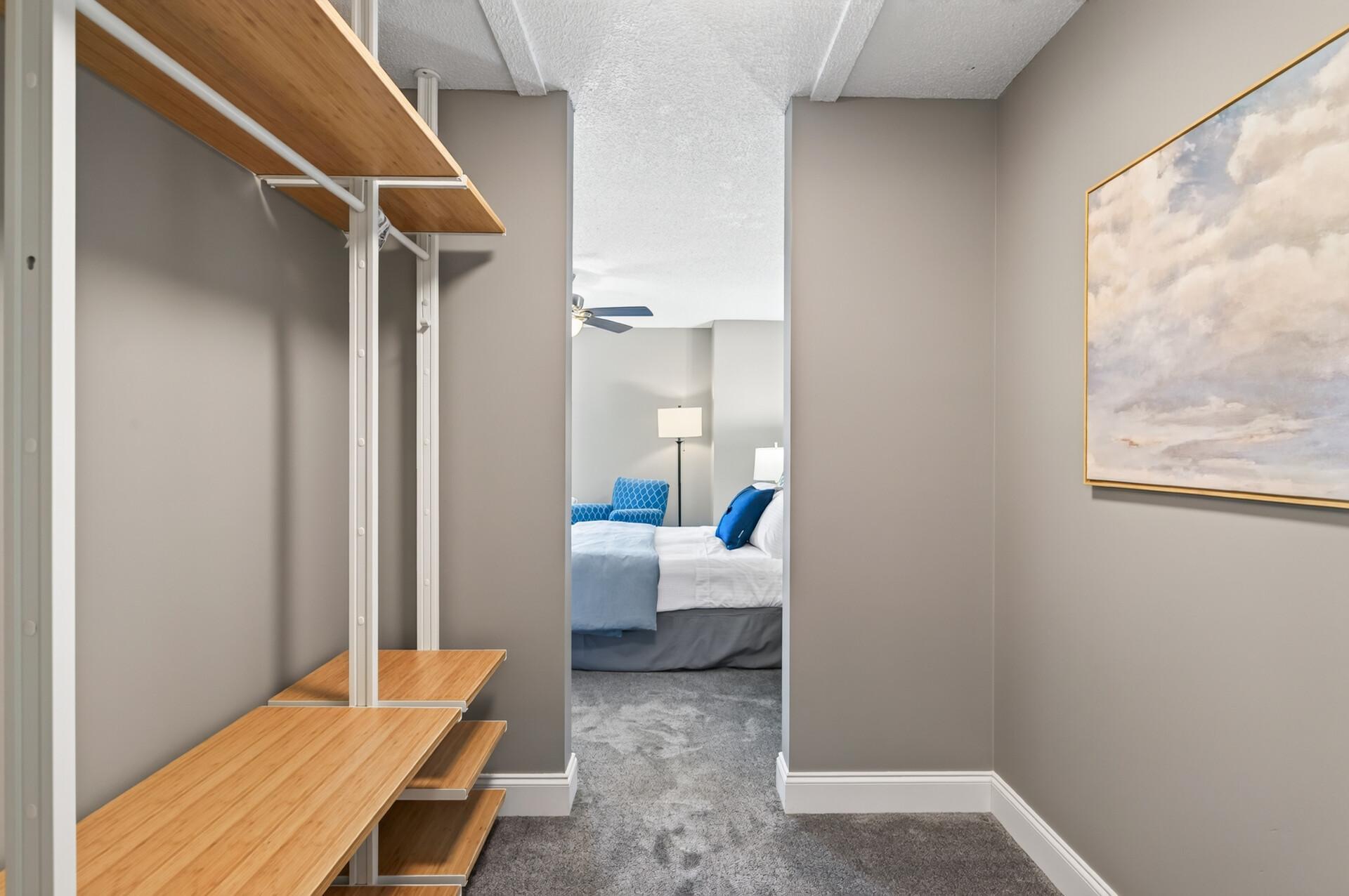 Primary Walk-Through Closet with Adjustable Closet System
