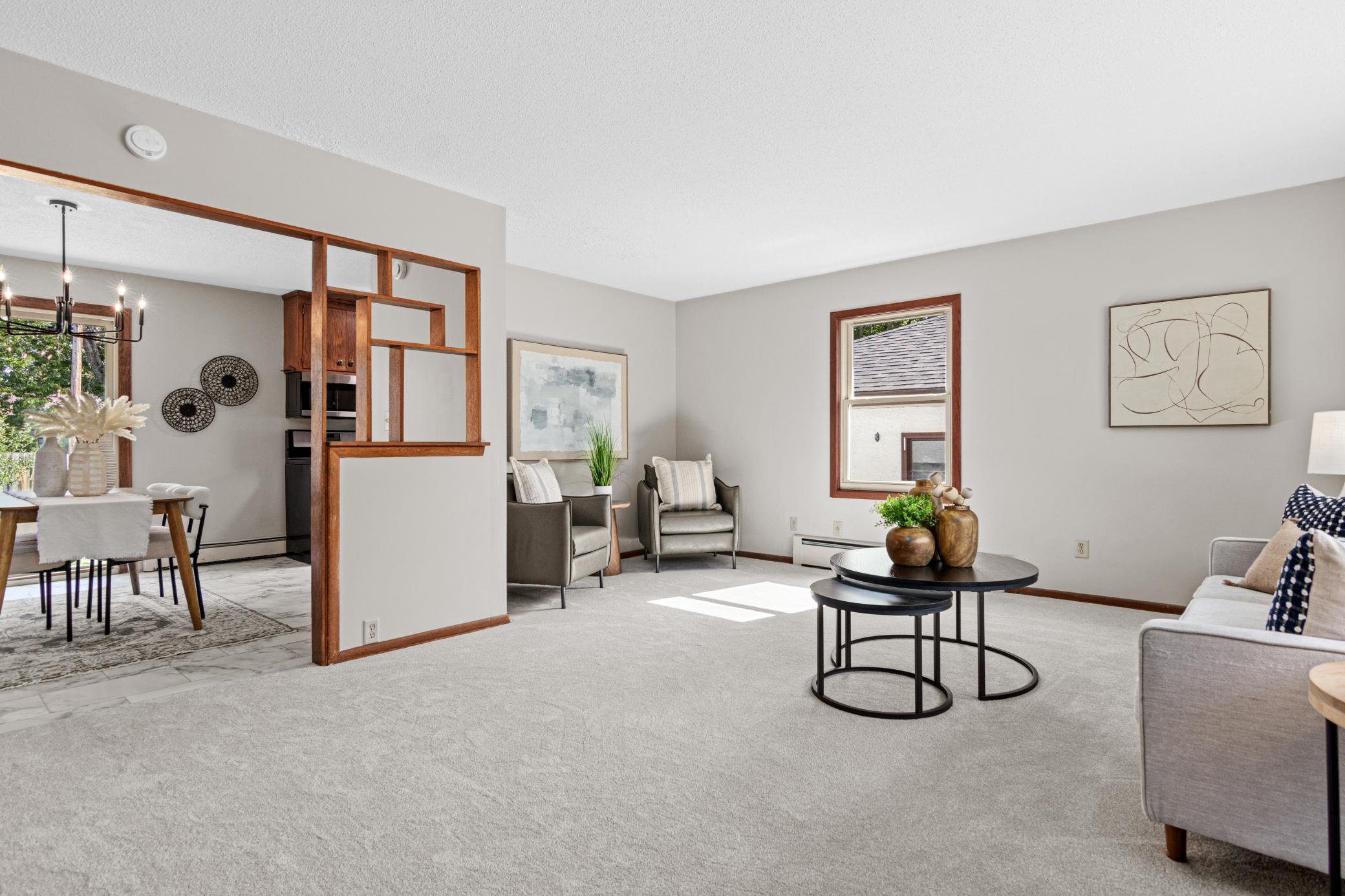 Easy flow between living and dining spaces.