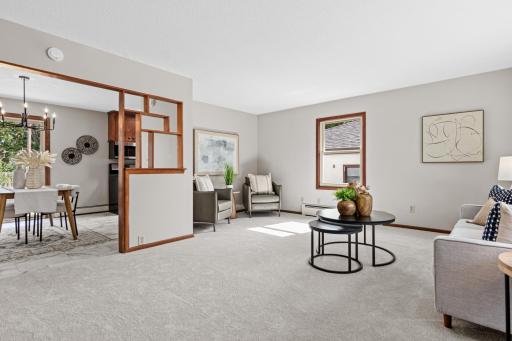 Easy flow between living and dining spaces.