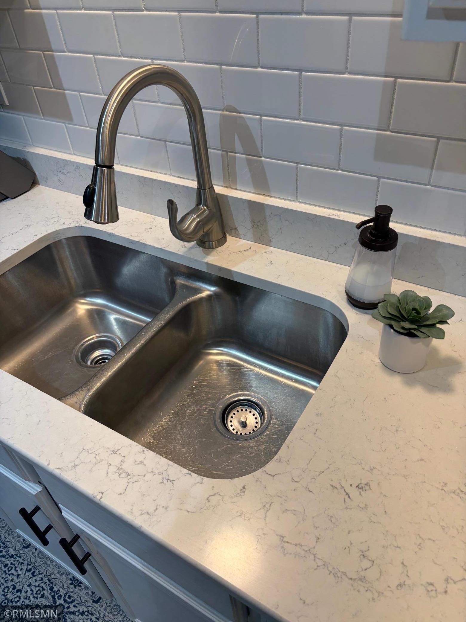 Quartz top and stainless sink