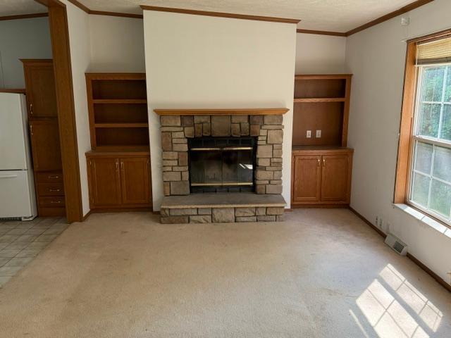 Living room with fireplace