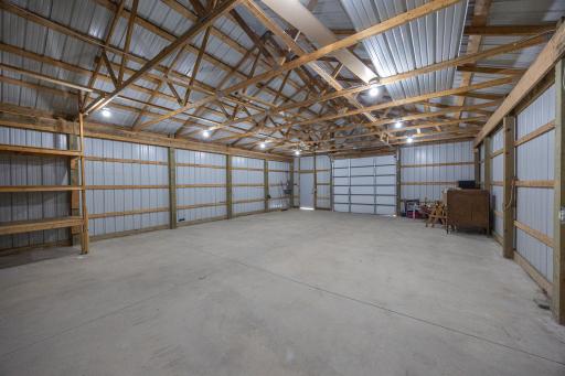 Interior of pole barn with electric and cement floor