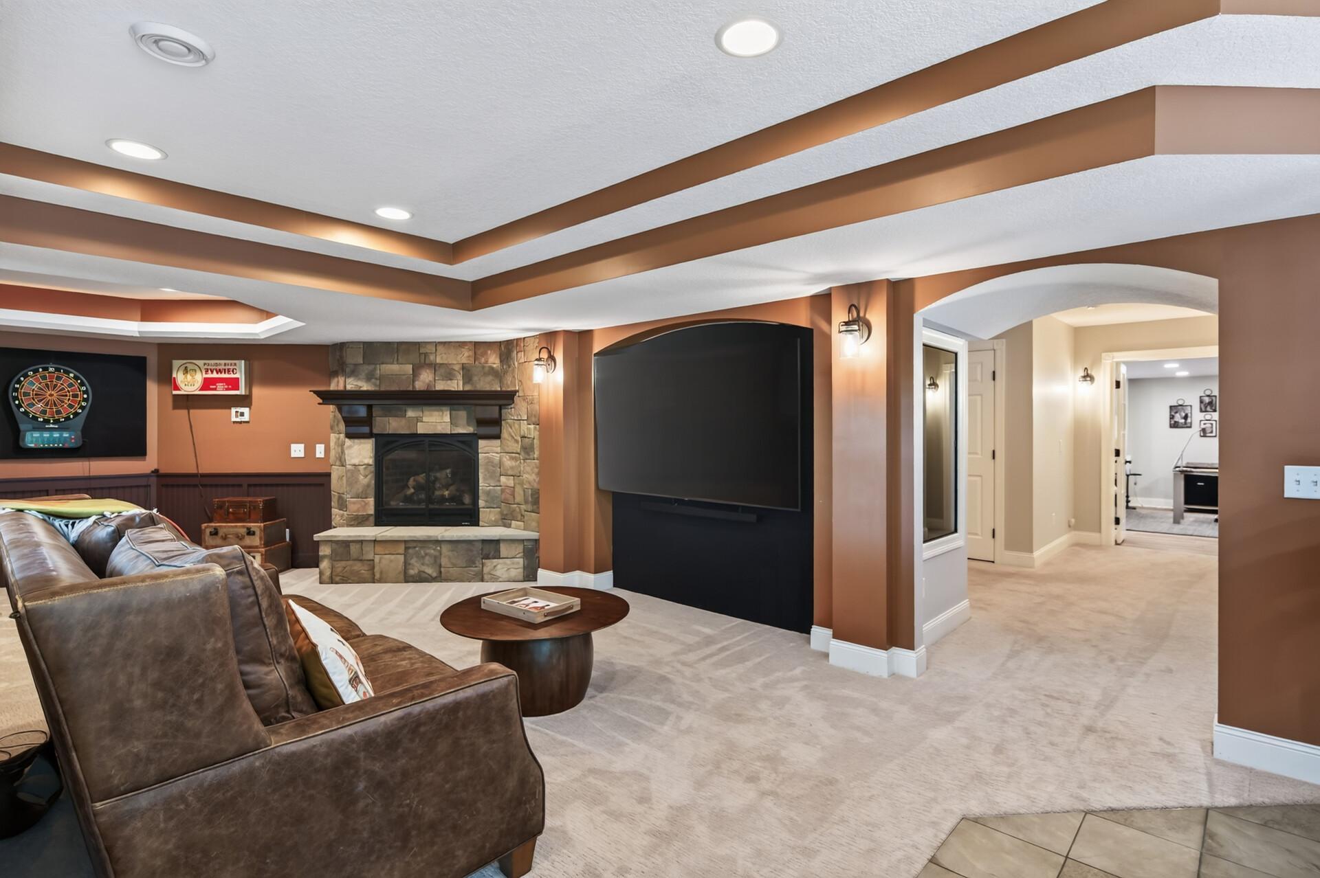 Great basement for movie night!