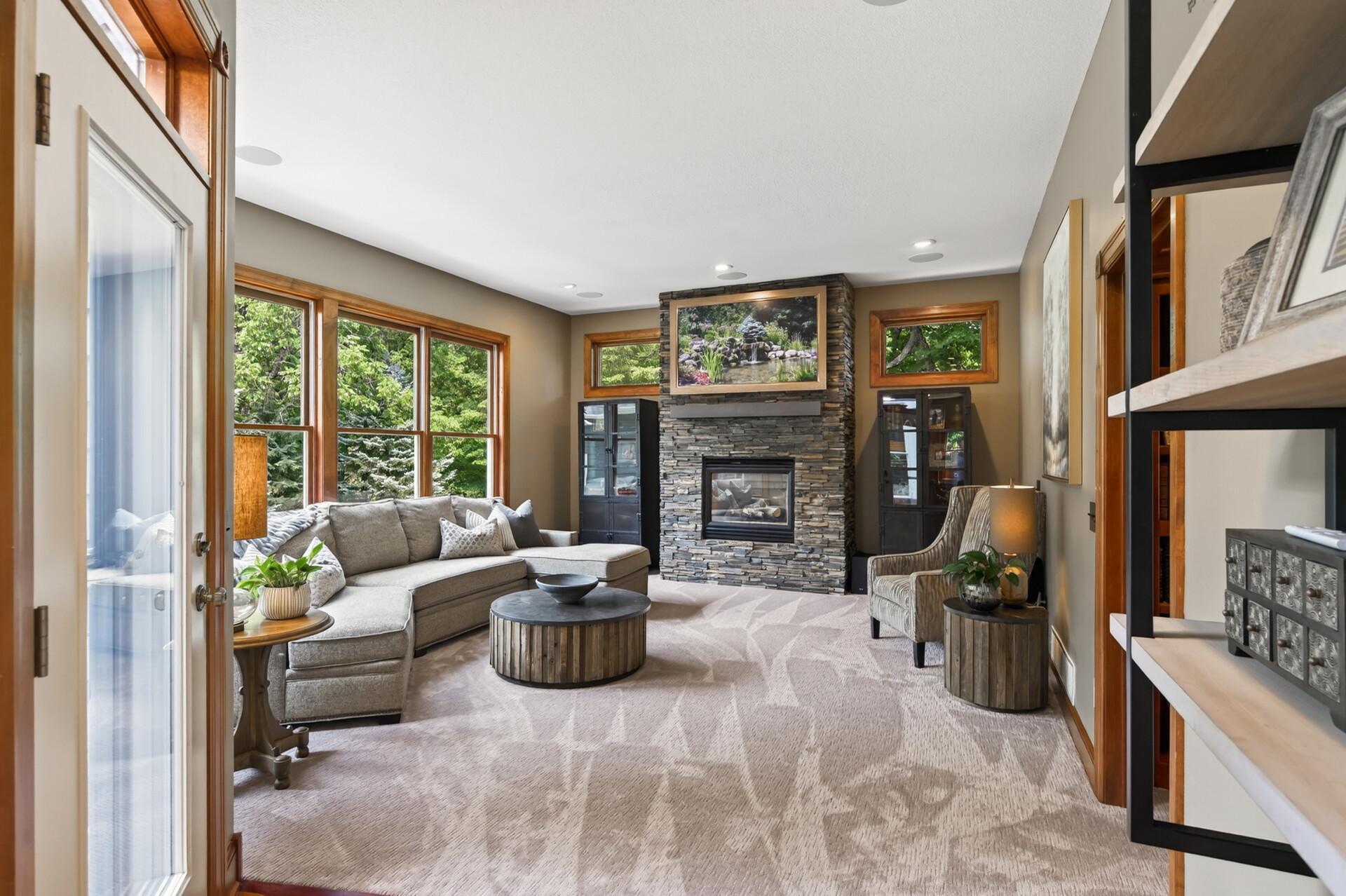 Stunning new gas stone fireplace complete with A/V Update – Sonos/Security System