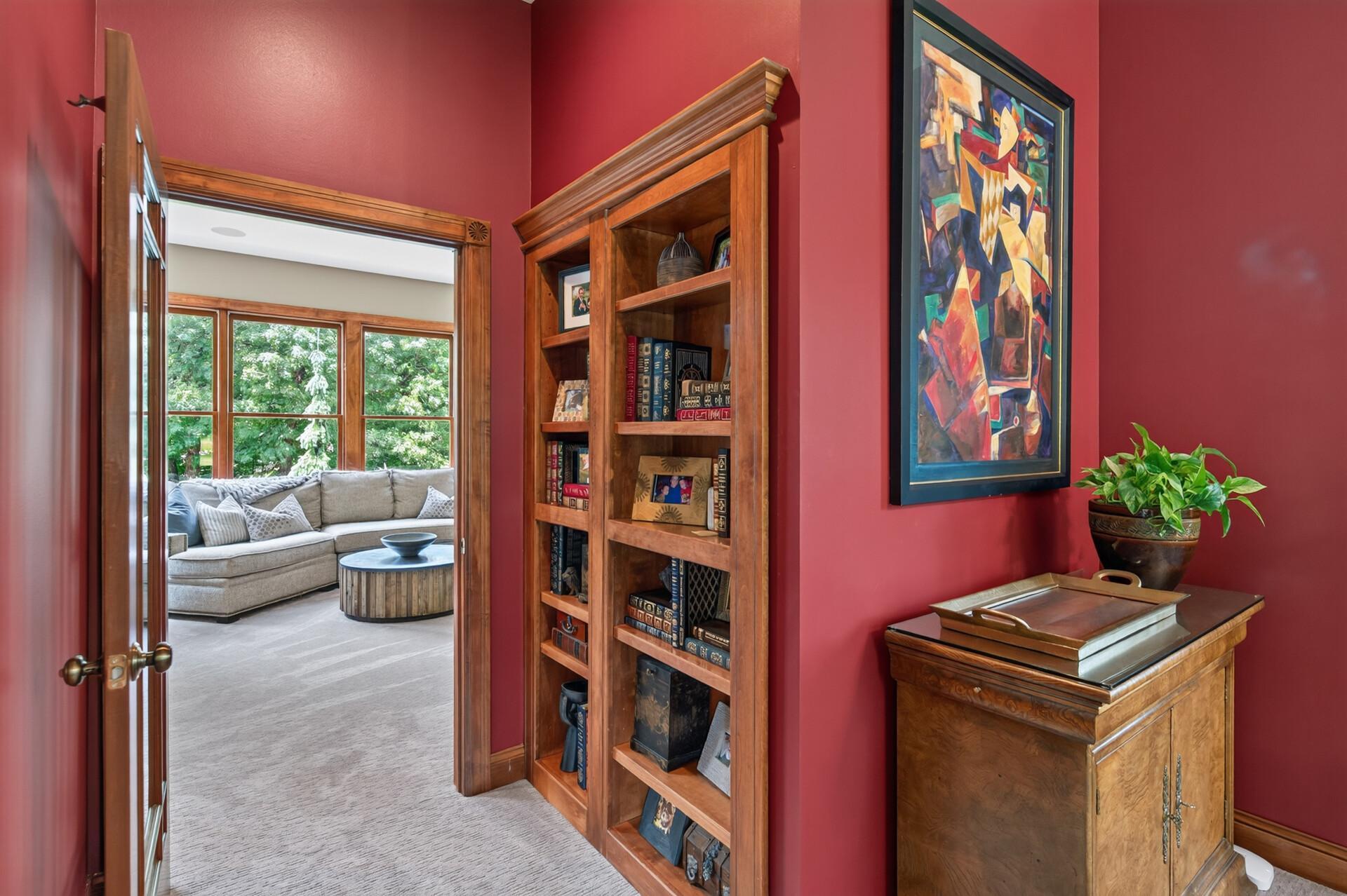Don't miss the hidden craft area behind the bookshelf!
