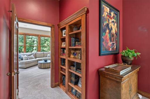 Don't miss the hidden craft area behind the bookshelf!