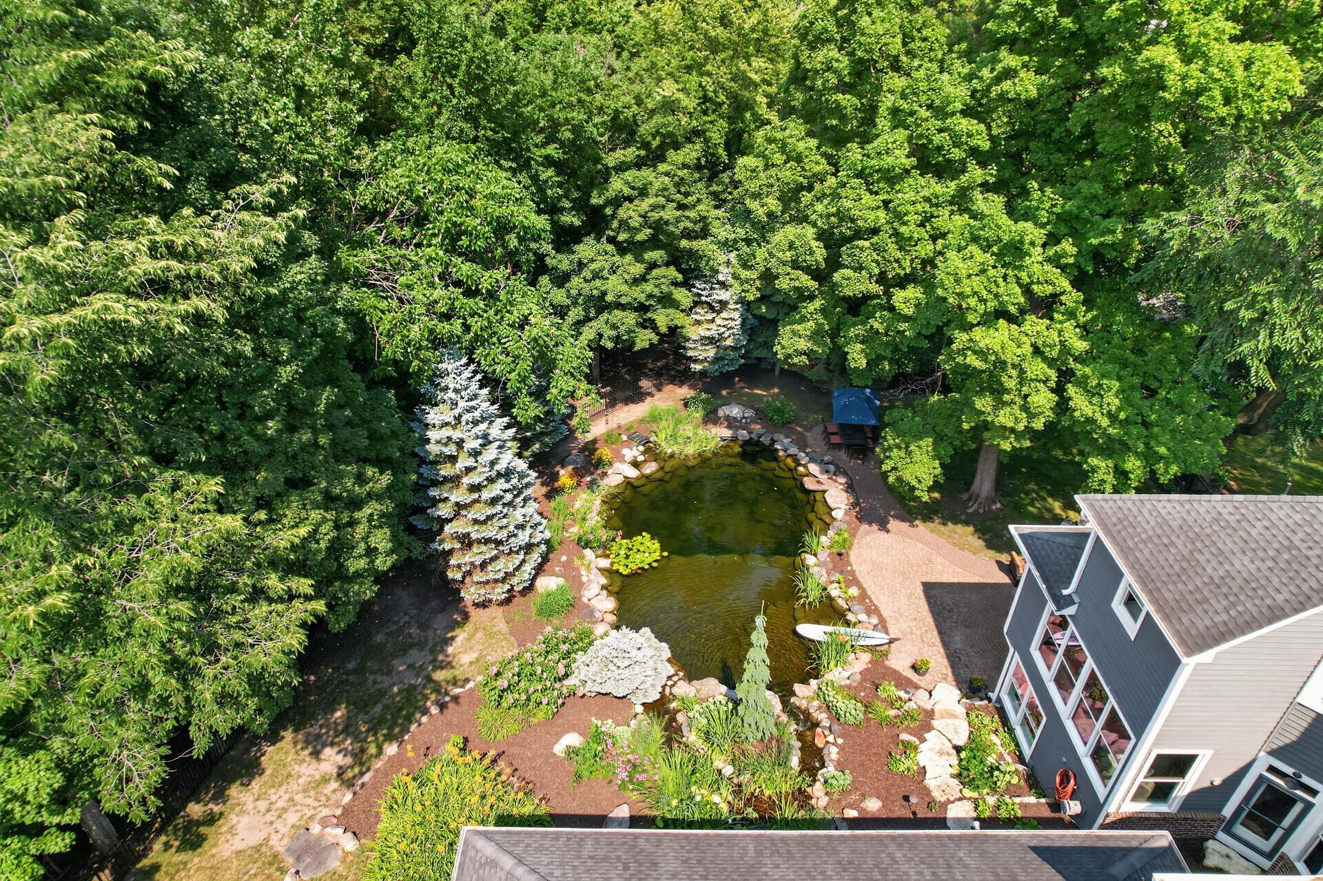 Spend your days swimming laps for exercise, floating peacefully beside the soothing waterfalls, or enjoying the company of the friendly goldfish that call the pond home