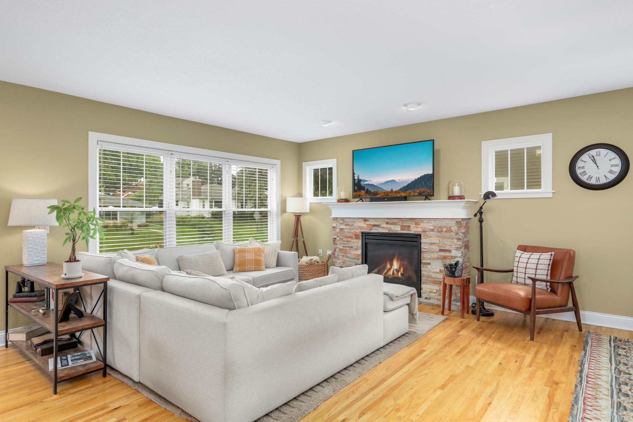 Enjoy the cozy gas fireplace.