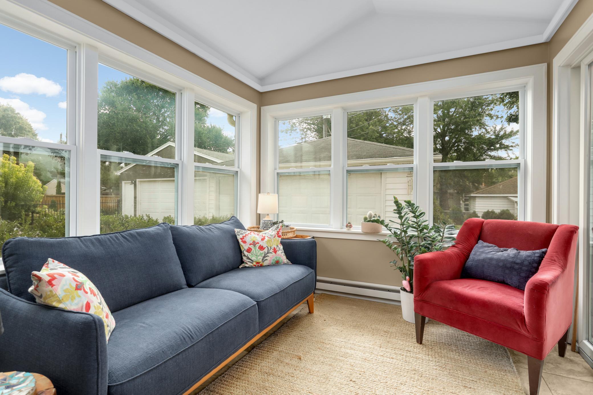 The four season porch is a lovely place to enjoy your morning coffee.