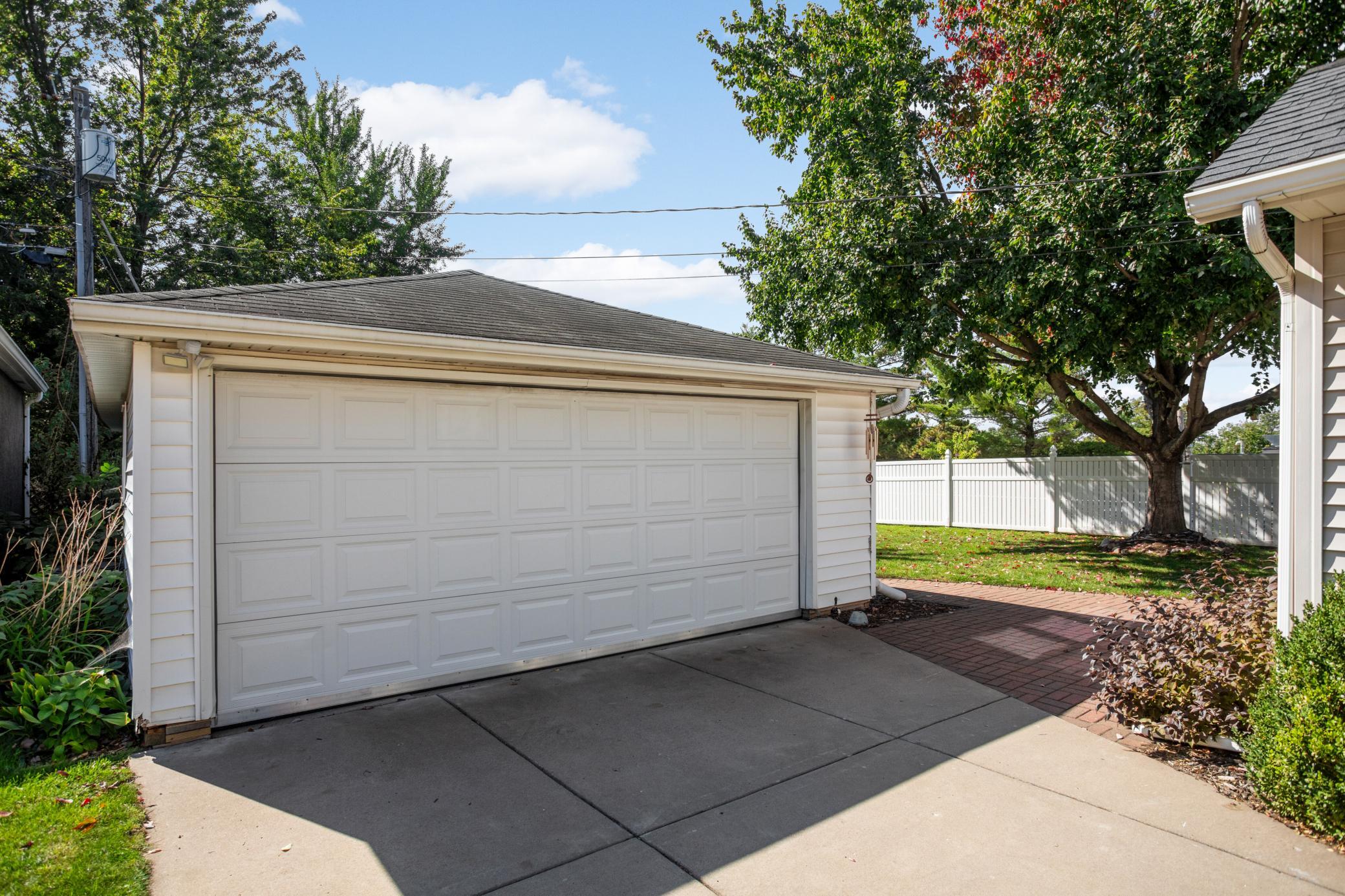 The two car garage has an extra tandem stall.